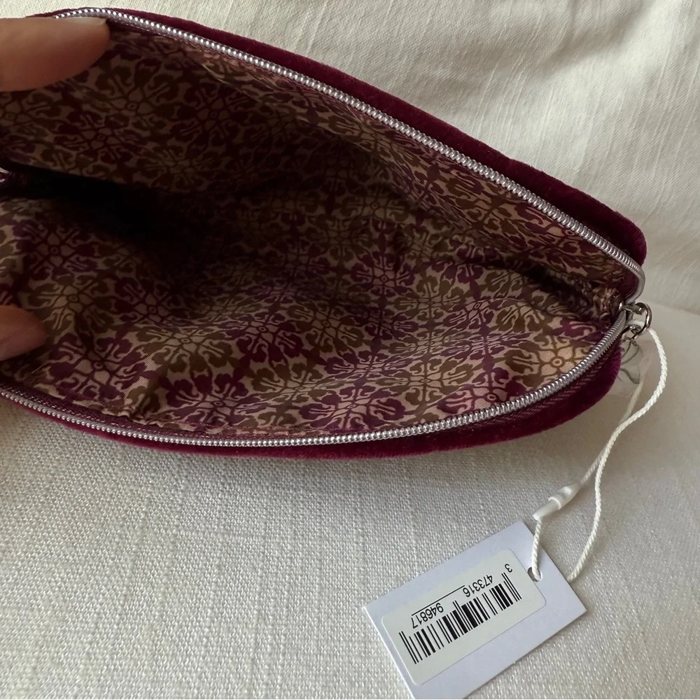 Sisley Burgundy Velvet Floral Clutch | Make Up Bag - Picture 6 of 10